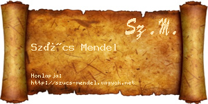 Szűcs Mendel névjegykártya