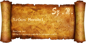 Szűcs Mendel névjegykártya